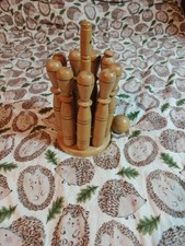 Vintage Wooden Skittles Bowling Game with One Ball