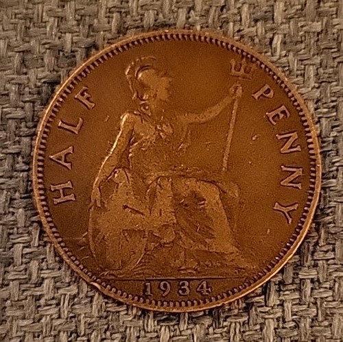 1934 half penny king george - 1934,