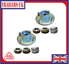 Pair of Complete Trailer Wheel Hubs Taper Bearing 4" PCD Mini Hubs 
