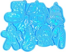 Holographic Christmas Resin Moulds Xmas Pendant Molds Bells DIY Casting Mitten