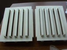 2 vintage white Plastic Fixed Blade Wall Grille air Vents