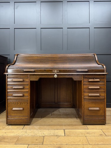 Edwardian oak roll top - edwardian,