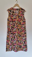 Vintage Dress  Floral Multicoloured Buttondown 70s Cotton Sleeveless Size 10