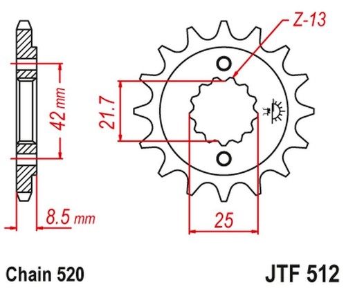 Front sprocket 525 kawasaki - front,