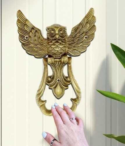 Brass door knocker - brass, owl