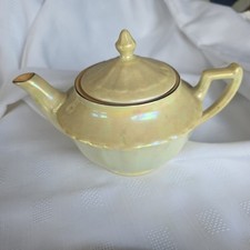 rare vintage 1950s yellow Lusterware teapot Czech porcelain  pearlescent
