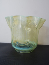 Victorian Uranium Glass 4" Duplex Oil Lamp Shade Tulip - Hinks / Messengers