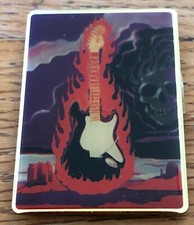 Burning Guitar Magnet Refrigerator Stanley Mouse Jimi Hendrix Original Vintage