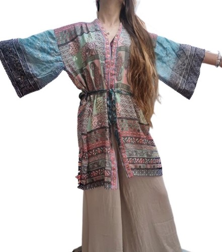 Boho indian silk kimono - silk,