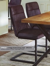 2x Vintage Styled Brown PU Leather Dining Chairs (VPR03A) SRP £295 *2 of 2 Pairs