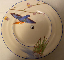 VINTAGE 'CORNET WARE' SMALL CAKE PLATE WITH STAND HAND PAINTED KINGFISHER DESIGN
