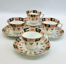 Antique Salon China Harrow - 4x Hand Coloured Imari Tea Cups & Saucers