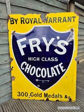 Genuine 1900's FRY'S CHOCOLATE FRYS CONVEX SHIELD enamel sign 31" x 24"