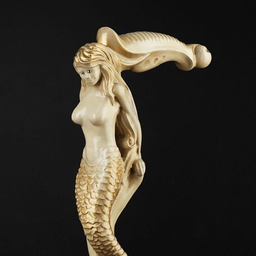 Wooden walking stick - , carved