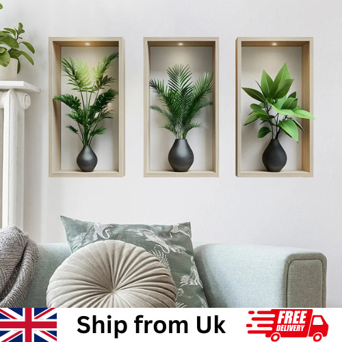 3pcs potted green plant wall - potted,