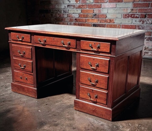 Edwardian oak twin pedestal - oak,