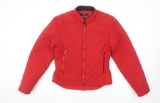 Sherwood Forest Women's Red Quilted Jacket Size 10 Lined Zip Pockets