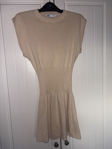 Zara beige knit mini dress - beige,