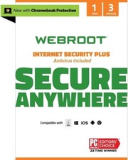 Webroot Secure Anywhere Internet Security PLUS 2025, 3 Devices | 1 Year