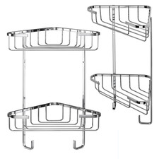 Croydex 2 Tier Corner Shower Caddy, Rust Free Shelf Bathroom Storage Organiser