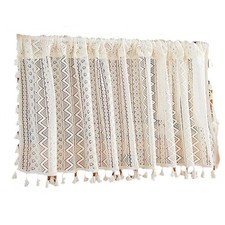 Rustic Beige Half Curtain for Cafe Bathroom Kitchen Short Window Treatment