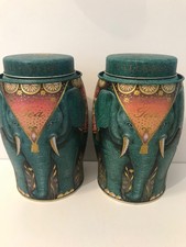 Williamson Elephant Tea Caddy's X2 'Emerald Green' Empty