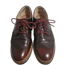 Clarks Ladies Burgundy Leather Lace Up Shoes Brogues UK 6D Patent Red