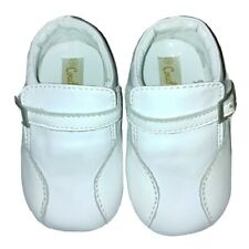BABY BOYS WHITE PRAM SHOES BUCKLE STRAP BY COUCHE TOT CHRISTENING WEDDING PARTY