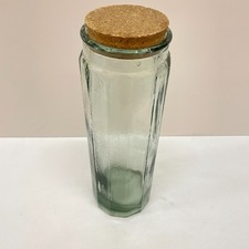 Vintage Tall Vetreria Etrusca Glass Jar - 12" Hexagon Storage Container Cork Lid