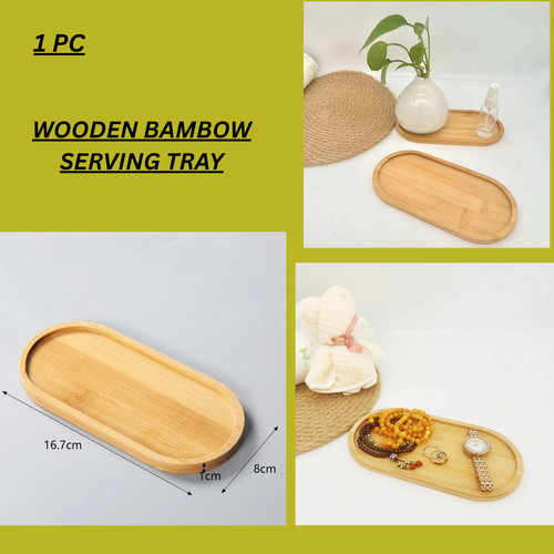 Wooden bamboo serving tray - wooden,