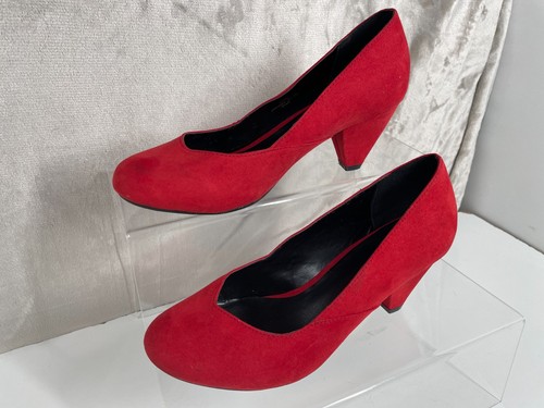 Evans red faux suede mid - faux,