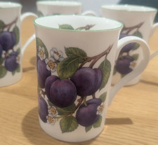 Set of 4 Crown Trent Limited China 'Plumbs' Fine Bone China Mugs