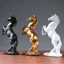 Black Rearing Horse Statue