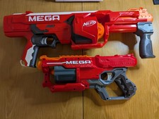 Red Mega Nerf Gun Duo; Cycloneshock and Rotofury