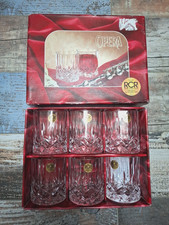Opera RCR Lead Crystal Traditional Whiskey Cut Glass Tumblers Box set x 6