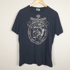 Diesel T Shirt Mens Extra Large Black Only The Brave Mohawk Logo Graphic Tee