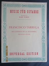 Francisco Tarrega Recuerdos de La Alhambra tremolo guitar sheet music