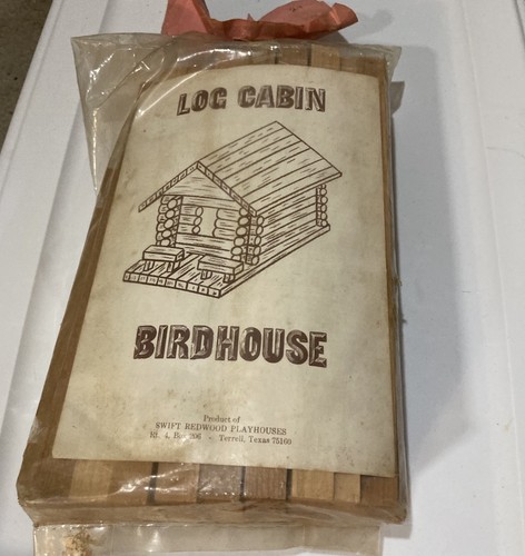 Vintage log cabin birdhouse - log,