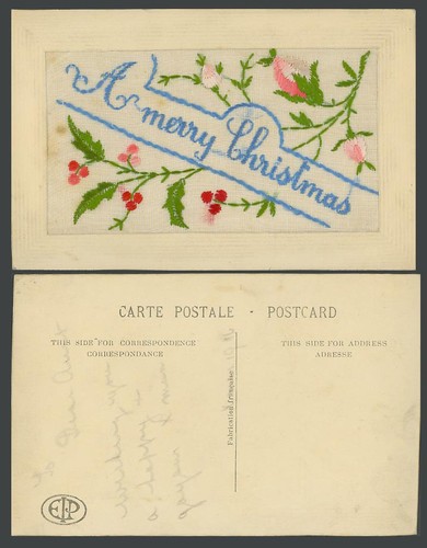 Ww1 silk embroidered 1916 - silk, old