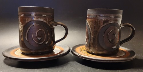 Pair briglin pottery cups - pair,
