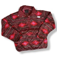 Billabong Adventure Division Red Patterned Fleece Pullover S- L Faux Fur Outdoor