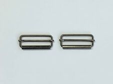 2 X 50 MM METAL ROLLER BUCKLES SLIDERS GUN METAL DUNGAREE PINAFORE BUCKLES