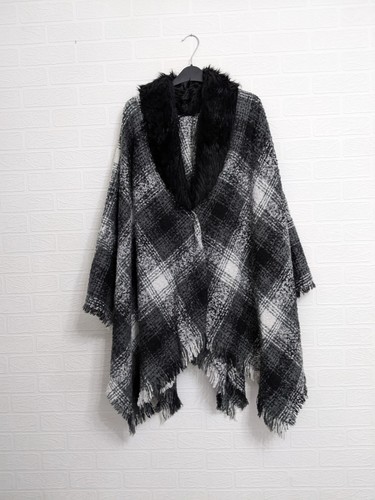 Grey and black faux - black, fur