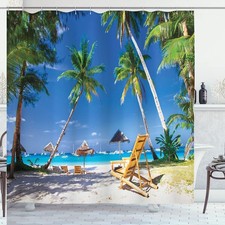 Seaside Shower Curtain Tropical Oceanside 69x70 inches