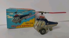 Vintage Superb Red China Friction Helicopter MF 792 tin Chinese toy, 1960.WORKS