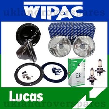 HEADLIGHT UPGRADE KIT LAND ROVER DEFENDER CRYSTAL LAMPS + BOWLS + LUCAS BULBS