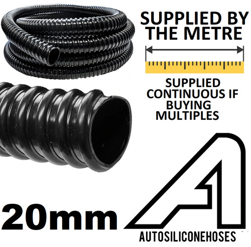 20mm black corrugated flexible - black,