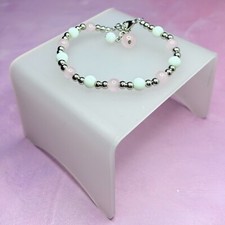 Silver Spacer & Bead Accent Bracelet (Pink/White) - New With Tags  Handmade