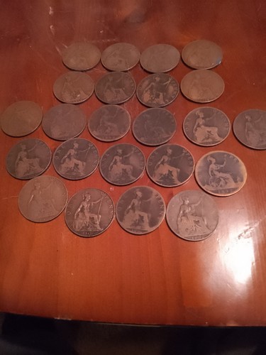 Old one penny coins - one,