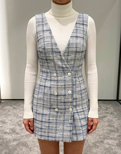 Zara blue white check - zara,